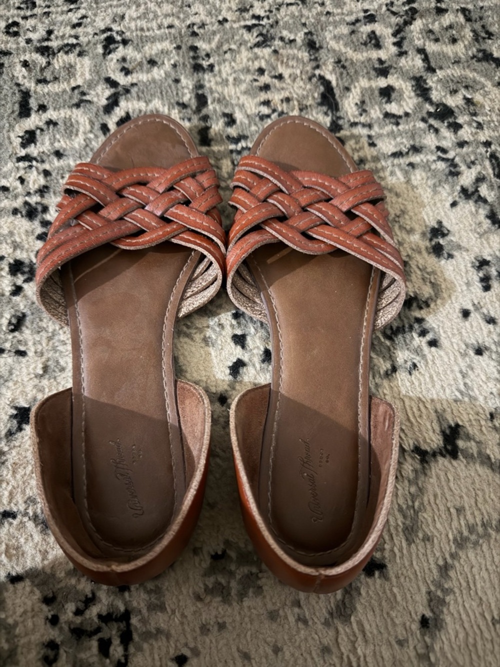 Universal Thread Braided Slide Sandals in Rust